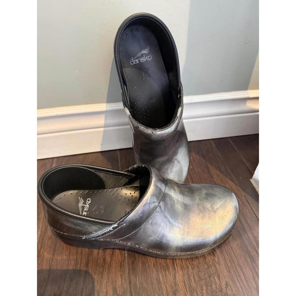 Dansko Metallic Marbled Clogs Size 40
